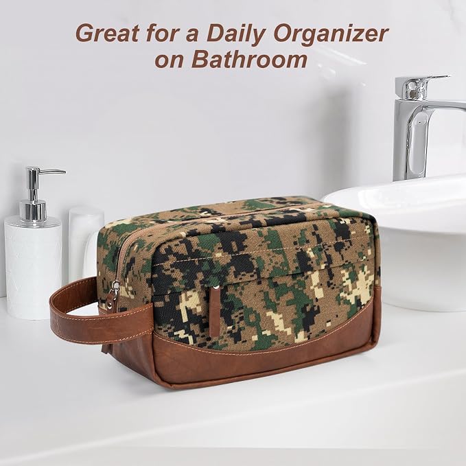 Travel Toiletry Bag for Men, Hanging Toiletry Organizer, Water Resistant Shaving Kit with Large Capacity for Travel Accessories (Camo-Green, Medium) - Image 7