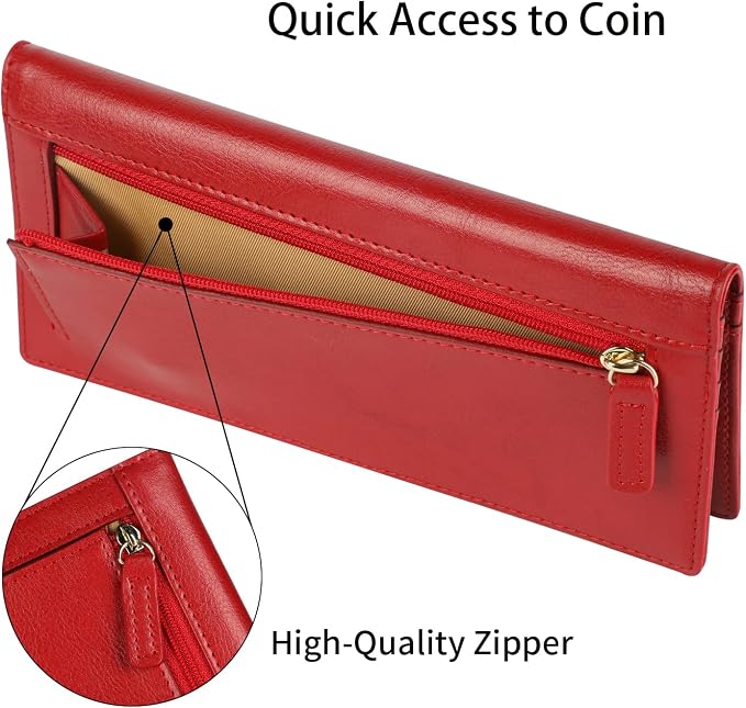 Ultra Slim Thin Leather Women Wallet RFID Blocking Credit Card Holder Bifold Long Ladies Billfold - Image 6