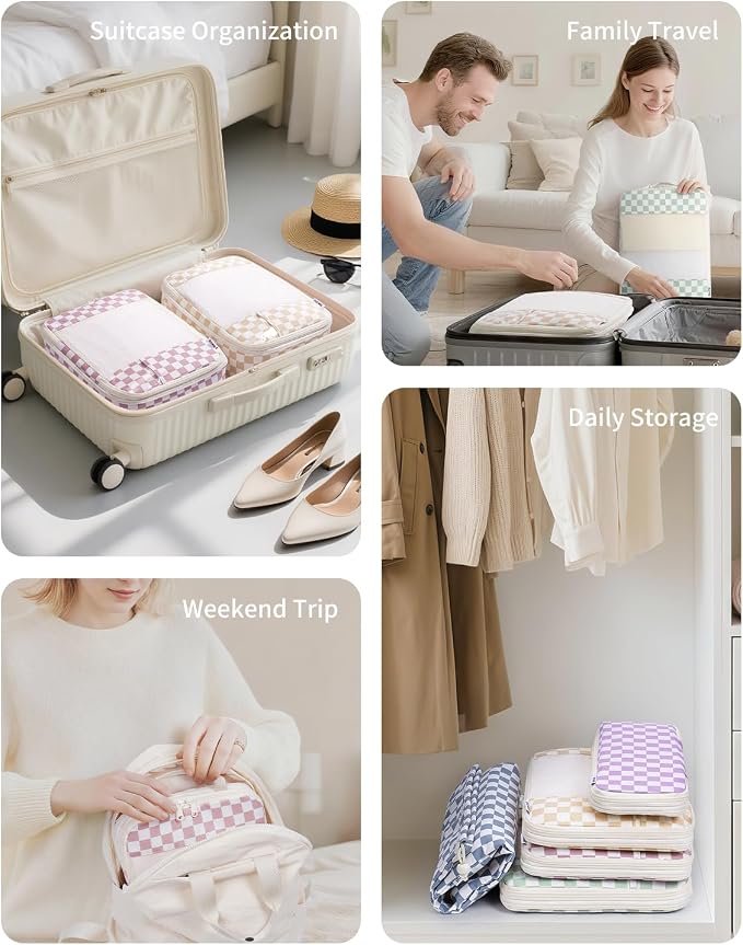 Narwey 6 Set Compression Packing Cubes for Travel Women Men, Travel Cubes for Carry On Suitcase, Durable Compression Luggage Organizer Bags - Image 7