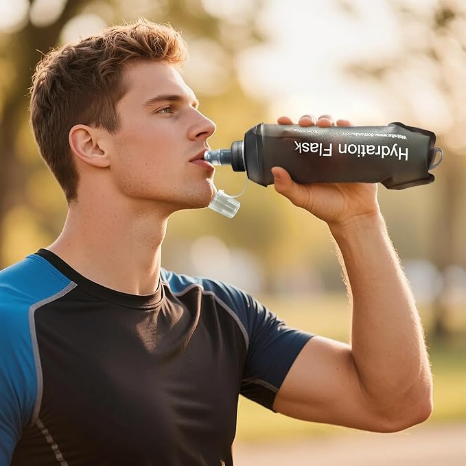 500ml Soft Flask, Shrink As You Drink Collapsible Water Bottles for Running Vest & Hydration Pack, BPA-Free Leak-Proof TPU Folding Bottle for Hiking Cycling Climbing Jogging-Grey - Image 5