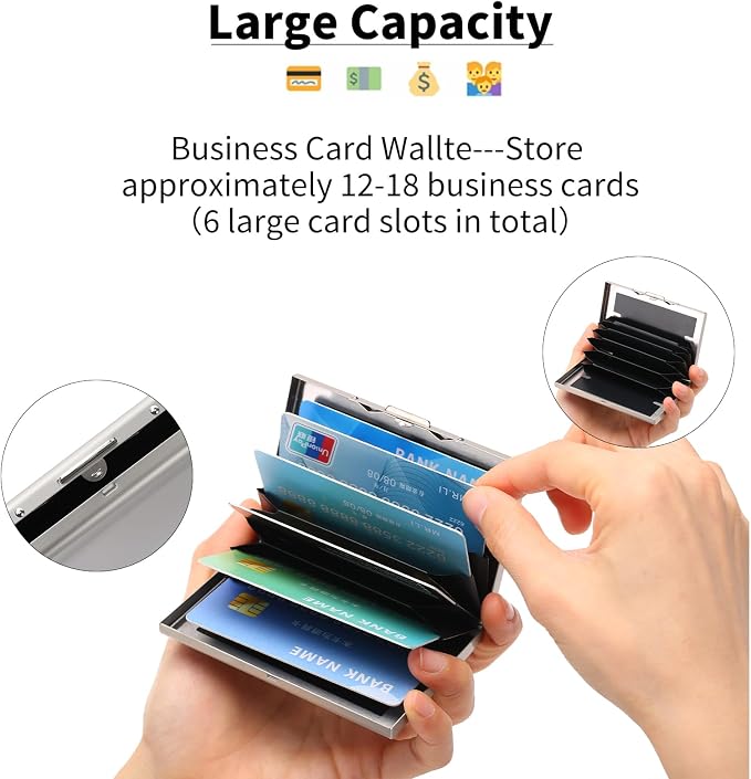 Stainless Steel Credit Card Wallet RFID Blocking Metal Case Pocket Business Card Holder for Women and Men - Image 2