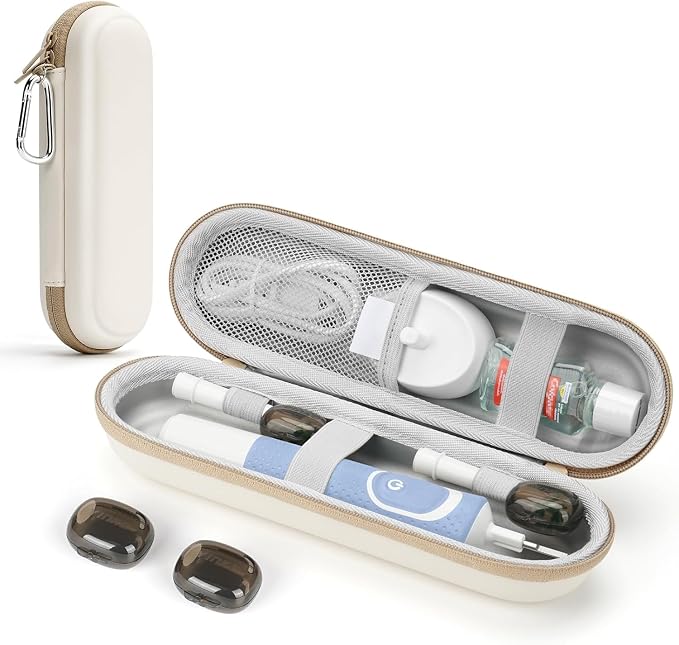 SQERO Electric Toothbrush Travel Case for Oral-B Pro/iO, Philips Sonicare/Aquasonic, Oral B Case for Brush Heads & Accessories, Portable Toothbrush Hard Carry Bag Waterproof PU by SQERO