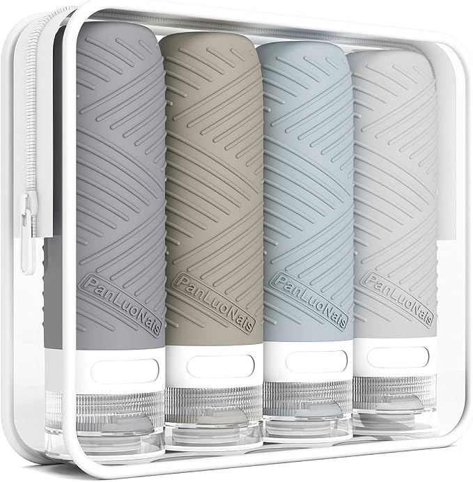 Travel Bottles for Toiletries, Silicone TSA Approved Bottles, Leakproof Shampoo & Toiletry Containers for Airplane, Vacation & Business Trips by PanLuoNais