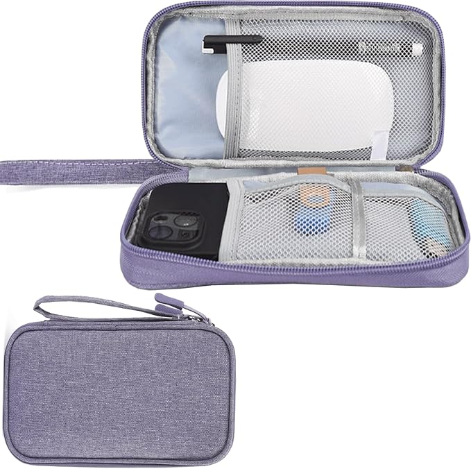 CAAORDKSO Electronics Organizer Travel Bag, Small Cable Organizer Case Waterproof Accessories Pouch, Travel Electronic Carrying Case for Cable, Cord, Charger, Phone, Power Bank, Earphone (Purple) by Unknown