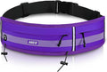 MIER Running Belt for Women & Men, Fanny Pack with Marathon Bib Clip Purple | Slim Adjustable Phone Holder Pouch; Reflective Waist Packs for Running Essentials; Waterproof Zipper Pockets by MIER