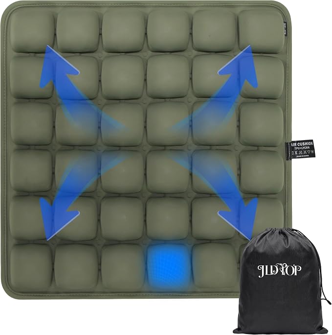Inflatable Travel Cushion Airplane Seat Pressure Relief 3D Airbag | 36-cell Split, No need air pump, Ergonomic support, Portable foldable with storage bag, For long flights camping wheelchair by JLDTOP