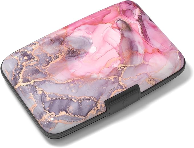 Rimilak Aluminuml Credit Card Holder,Pink Flow Mable | Mini Credit Card Wallet RFID Blocking Slim Metal Hard Case for Women Men by Rimilak
