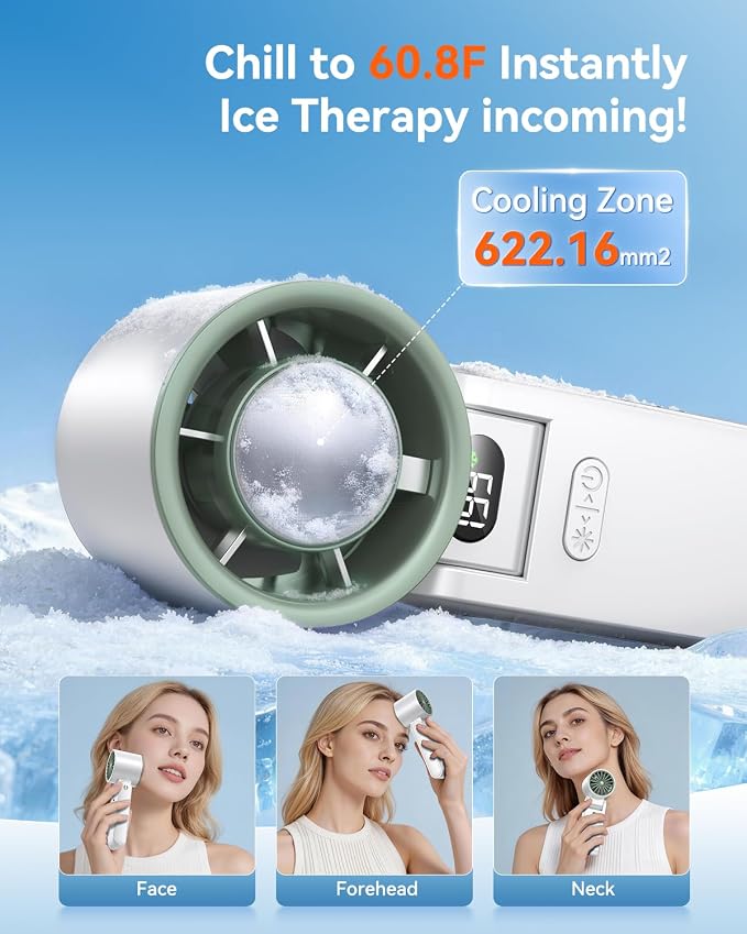 Portable Handheld Fan with Ice Cooler, 199 Speed Personal Fan,5500mAh Rechargeable,20H Cooling Time,20000 RPM Powerful Motor, Summer Essential for Travel/Outdoor/Office, White - Image 3