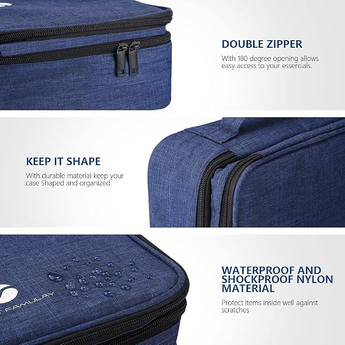 Travel Electronics Organizer, Waterproof Cable Organizer Bag for Electronic Accessories Double Layer Large Shockproof Cable Storage Bag for Cord, Power Bank, Tablet(Up to iPad 11 inch) - Royal Blue - Image 2