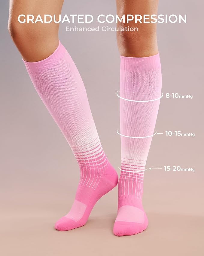 FITRELL 4 Pairs Compression Socks for Women & Men, 15-20mmHg Circulation Support for Athletic Travel Daily Wear - Image 4