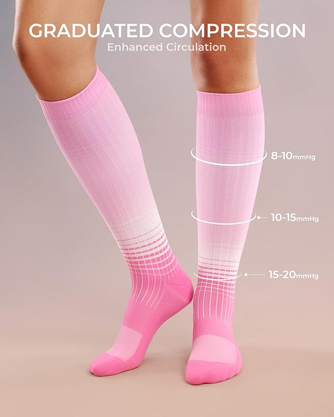 FITRELL 4 Pairs Compression Socks for Women & Men, 15-20mmHg Circulation Support for Athletic Travel Daily Wear - Image 4