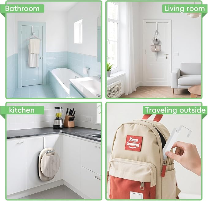 Foldable Over the Door Hooks, Over the Door Hanger for Space Saving | Heavy-duty and Portable, Suit Door Up to 1 3/4" Thick with 10 Slots for Hanging Clothes, Perfect for Small Dorm and Bedroom - Image 7
