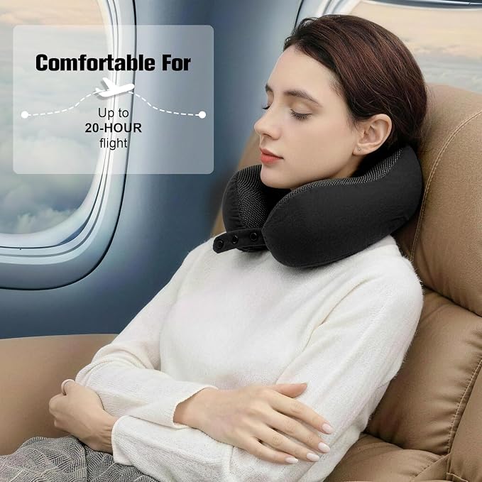 Cirorld Neck Pillow for Traveling, Travel Pillows for Airplanes,100% Pure Memory Foam Travel Neck Pillow, Adjustable Flight Pillow, Portable Plane Accessories with Eye Mask, Earplugs, Carry Bag - Image 9