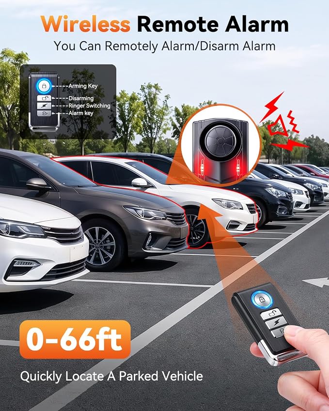 Upgraded 115dB Car Alarm System, Anti-Theft Vibration Sensor Alarm with Ultra-Bright Red Warning Light, Wireless Remote Anti Theft Vehicle Device, for Car, RV, SUV, Truck. - Image 6