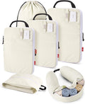 BAGSMART Compression Packing Cubes with Fillable Neck Pillow for Clothes | 1 Wearable Neck Pillow & 5 Travel Bags to Avoid Baggage Fees, Durable, Tear Resistant Washable Taslan Fabric with Card Slots by BAGSMART