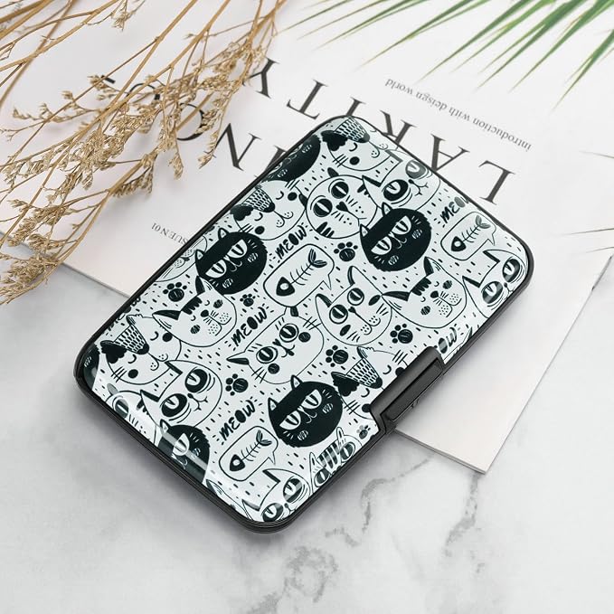 RFID Aluminum Wallet Credit Card Protector Case Holder for Men Women | Mini RFID Aluminum Wallet Credit Cards Holder Business Card Case Metal ID Case for Men Women(Monster Cats) - Image 7
