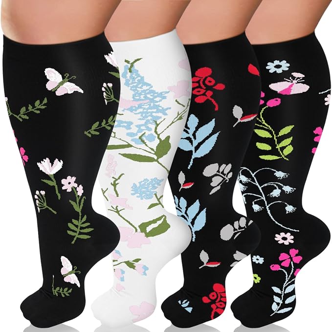 Diu Life Plus Size Compression Socks for Women & Men 15-20 mmhg Extra Wide Calf Knee High Support Socks for Circulation by DiuLife