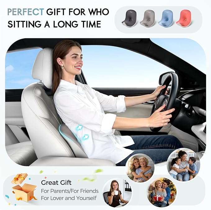 Car Seat Cushion and Lumbar Support Pillow, Larger Memory Foam Seat Cushion, Ergonomic L-Shaped Design Cushion for Back Pain Relief, Non-Slip Driving Cushion for Car, Office, Truck, Wheelchair-Gray - Image 7