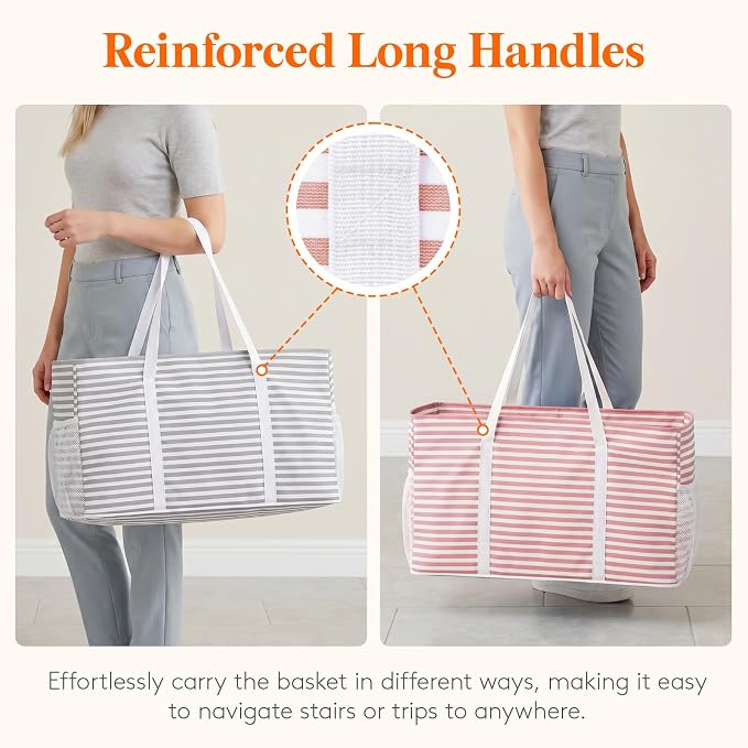Lifewit Extra Large Tote Bag, Reusable Grocery Bags with Metal Wire Frame and Handles - Image 6
