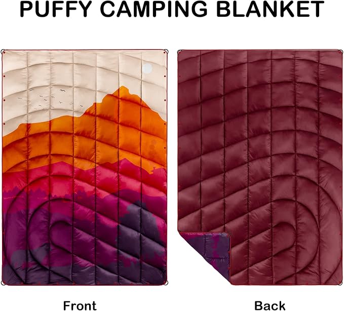 Puffy Camping Blanket,Large Camp Blanket Outdoor Camping Quilt Waterproof | Lightweight Printed Warm Packable Down Alternative Blanket for Camping,Traveling, Stadium, Hiking, Picnics - Image 5