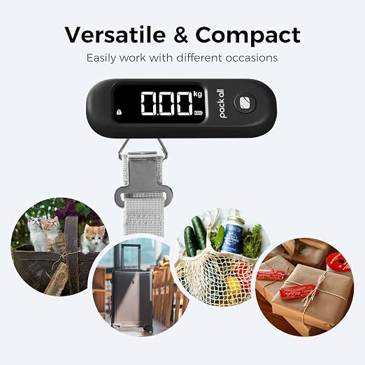 pack all Digital Luggage Scale for Travel, 110Lbs Capacity, 0.1Lb Precision | Handheld, Backlit LCD Display, Lb/Kg/Oz Conversion, Tare Function, Battery Included, Black - Image 5