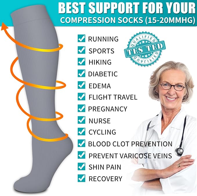 Copper Compression Socks for Women & Men (6 pairs) - Best Support for Nurses, Running, Hiking, Recovery - Image 5
