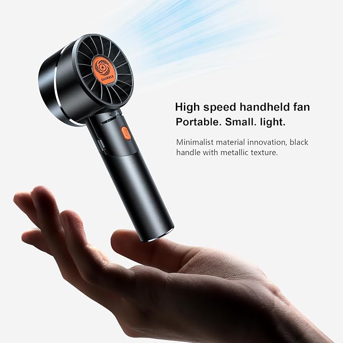 Handheld Fan,Portable Turbo Fan,Powerful Personal Fan(7000rpm High-Speed Motor,Battery Work 3-16 H),USB Rechargeable Mini Handheld Fan for Travel/Outdoor/Gift/Makeup (Black) - Image 7