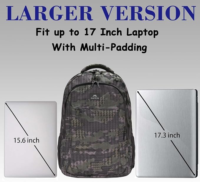 MATEIN Grey 17.3 Inch Laptop Backpack, Extra Large TSA Friendly Travel Bag | Carry On Flight Approved, Anti Theft Personal Item, Business Work College Bookbag, Sturdy Water Resistant, Gift for Men Women - Image 3