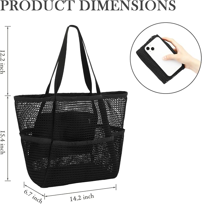Fammart Mesh Beach Bag for Women, Summer Straw Tote Hobo Pool Bags with Zipper Pocket, Travel Vacation Cruise Essentials 2026 - Image 4