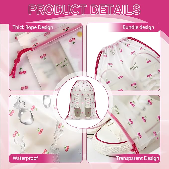 Shoe Bags for Travel, Waterproof Drawstring Shoe Bags for Packing | 13.8" x 11.8" Large Dustproof Portable Travel Shoe Storage Bags Travel Essentials Women - Image 3