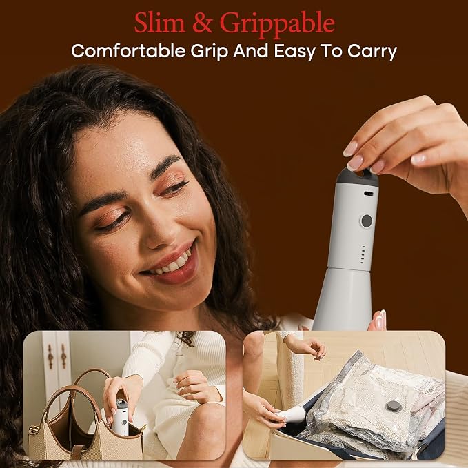Vacbird Travel Vacuum Bags with Rechargeable Pump, Carry-On Space Saver | See Contents Easily with Transparent Bags, 1500mAh Pump Compresses 90+ Bags, Carry-On Size for Easy Travel Packing - Image 7