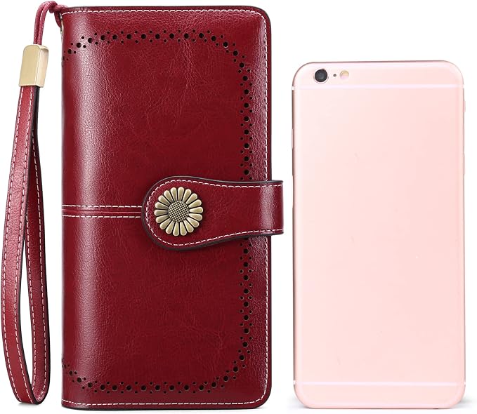 SENDEFN Wallets for Women Leather Credit Card Holder with RFID Blocking Large Capacity Wristlet | with RFID Blocking - Image 4