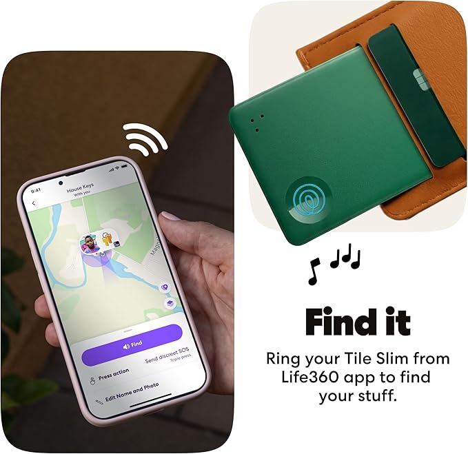 Life360 Tile Slim - Wallet Finder, Bluetooth Tracker and Item Locator for Luggage Tags, Passports and More. Both iOS and Android Compatible. Phone Finder. 1-Pack (Green Surf) - Image 4