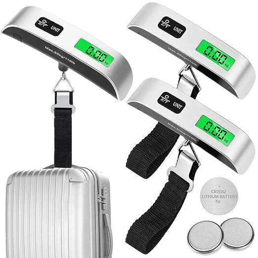 Visen Digital Luggage Scale, 3 Pack Luggage Weight Scale, 110LB | Handheld Digital Hanging Scales, Baggage Scale With Backlit LCD Display, Portable Suitcase Weight Scale With Hook for Travele by visen