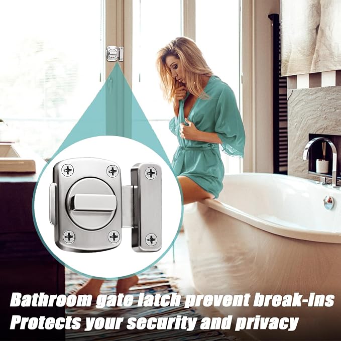 Bathroom Stall Door Latch Inner Door Reinforcement Lock | Night Latches Anti-Prying, Zinc Alloy, French Door Locks, Single-Direction Swing Door - Image 2