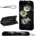 Wallet,Leather Long Wallet Suitable For Ladies And Teenagers - Detachable Wristband + RFID Travel Wallet With Card Slot - White and Yellow Daisy Flowers by Unknown