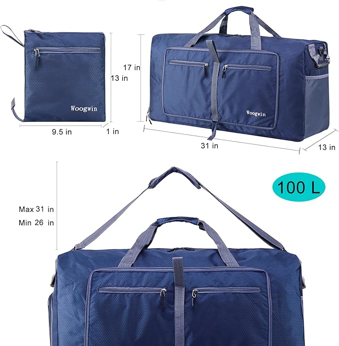 Woogwin Travel Duffel Bag Large Foldable Waterproof Overnight Bag for Beach Swim Bags Pool Sports Gym - Image 3