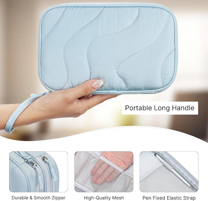 Skycase Tech Pouch - Lightweight Electronics Organizer Travel Case - Double Layers Cable Organizer - All-in-One Storage Bag for Charger, Cord, Phone, Flash Drive, Essentials - L - Image 5