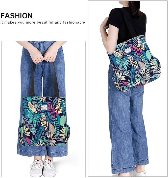KAMO Floral Tote Bag - Waterproof Lightweight Handbags Travel Shoulder Bag for Hiking Yoga Gym Swimming Travel Beach - Image 7