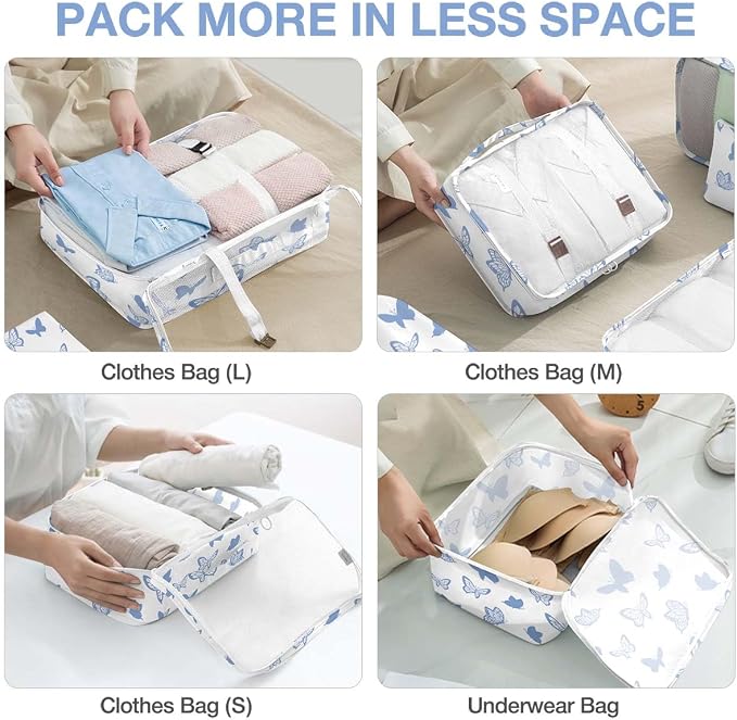 8 Set Packing Cubes for Suitcases,Packing Cube with Shoe, Cosmetics, Clothing, Accessories Bags Packing Cubes for Travel Luggage Organizer Women Men(Butterfly) - Image 4