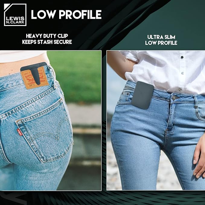 Lewis N. Clark RFID Blocking Hidden Clip Stash Money Belt Travel Pouch + Credit Card/Id Holder for Women & Men, Charcoal, One Size - Image 4