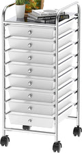Simple Houseware 8 Drawers Rolling Utility Cart Art Craft Storage, Chrome | 1-Column, 30.25" Height, Lockable Wheels, for School, Office, Art Craft, and Paper Storage by SimpleHouseware