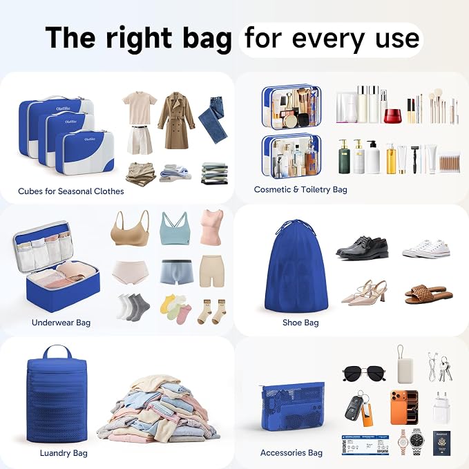 9 Set Packing Cubes for Travel, Gifts for Women Mom,Anti-Tearing Suitcase Organizer,OlarHike Vacation Essentials & Accessories for Cruise Ship - Image 8