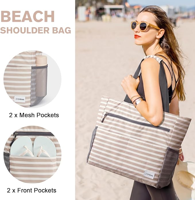 G4Free Beach Bag, Waterproof Sandproof Beach Tote Bag, Large Capacity Foldable for Women - Image 4