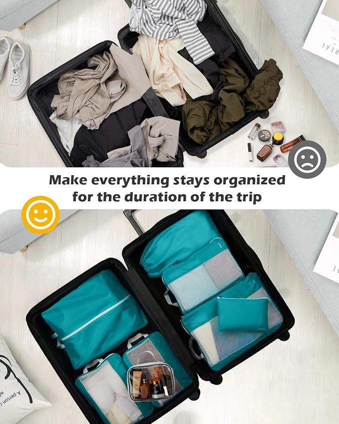 Gonex Compression Packing Cubes for Travel, Mesh Bags Luggage Organizers | Set of 8 with 4 Bags for Toiletry Essentials, Fits 20"Carry-on Suitcases, Double Zipper Compression, Lightweight (1.08 lbs) - Image 8