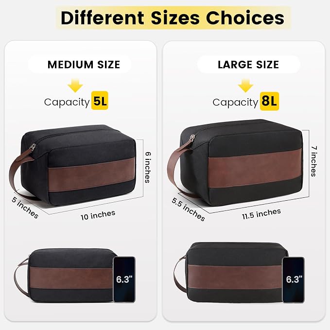 Vorspack Water Resistant Travel Toiletry Bag for Men Women - Black | Travel Bag for Toiletries, Large Capacity, Organized Compartment, Suitable for Shaving Grooming Accessories, Gifts for Men - Image 2
