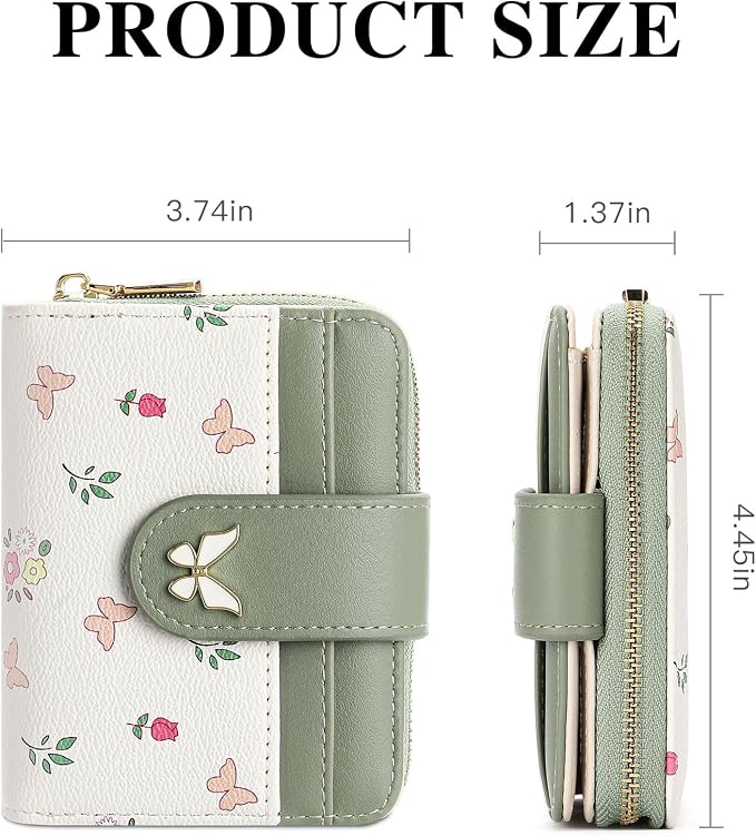 Small Wallet for Women Rfid Bifold Leather Card Holder Wallet With Zipper Pocket - Image 2