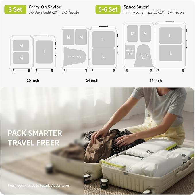 Cipway Compression Packing Cubes Set (White 3pcs) | Ultralight Travel Cube Organizers for Carry-On Luggage, Suitcase & Backpack Travel Essentials - Image 4