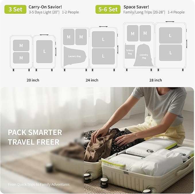 Cipway Compression Packing Cubes Set (White 6pcs) | Ultralight Travel Cube Organizers for Carry-On Luggage, Suitcase & Backpack Travel Essentials - Image 4