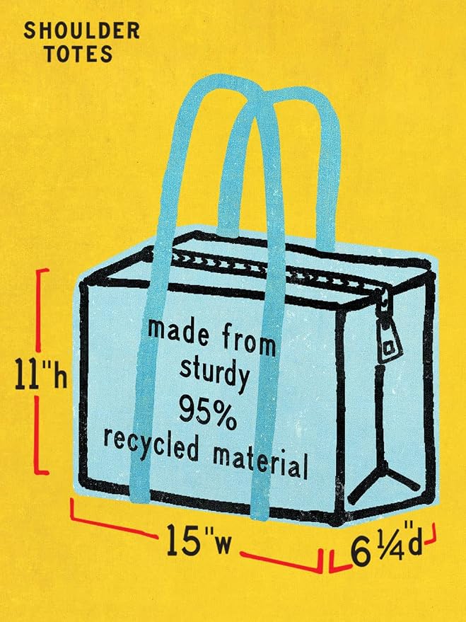 Blue Q Reusable Shoulder Tote Bag – Carry Everywhere Bag with a Hefty Zipper, Durable, Fun Design, 95% Recycled Material - Image 6